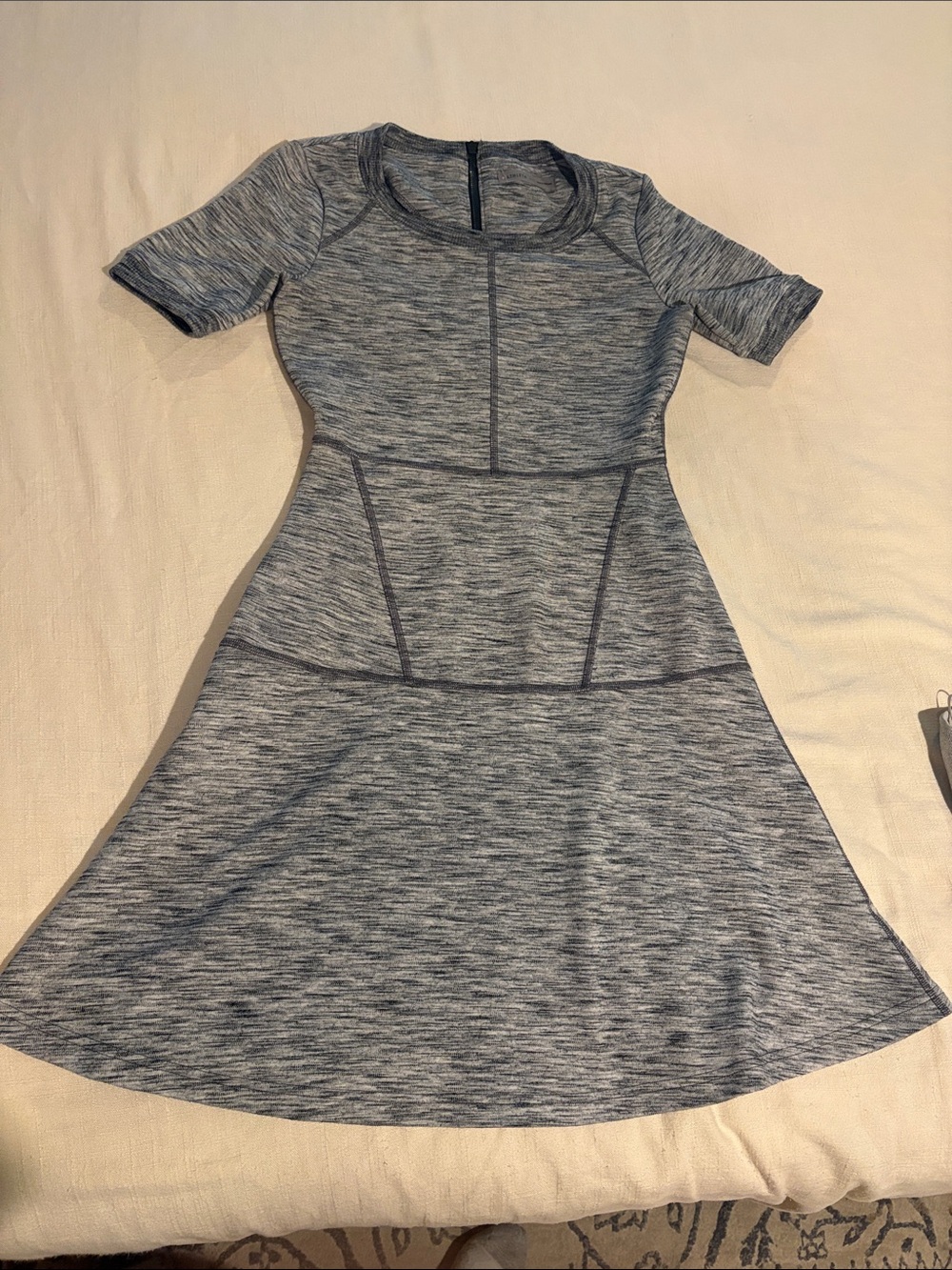 Athleta Heather Gray Fit-and-Flare Short Sleeve Dress